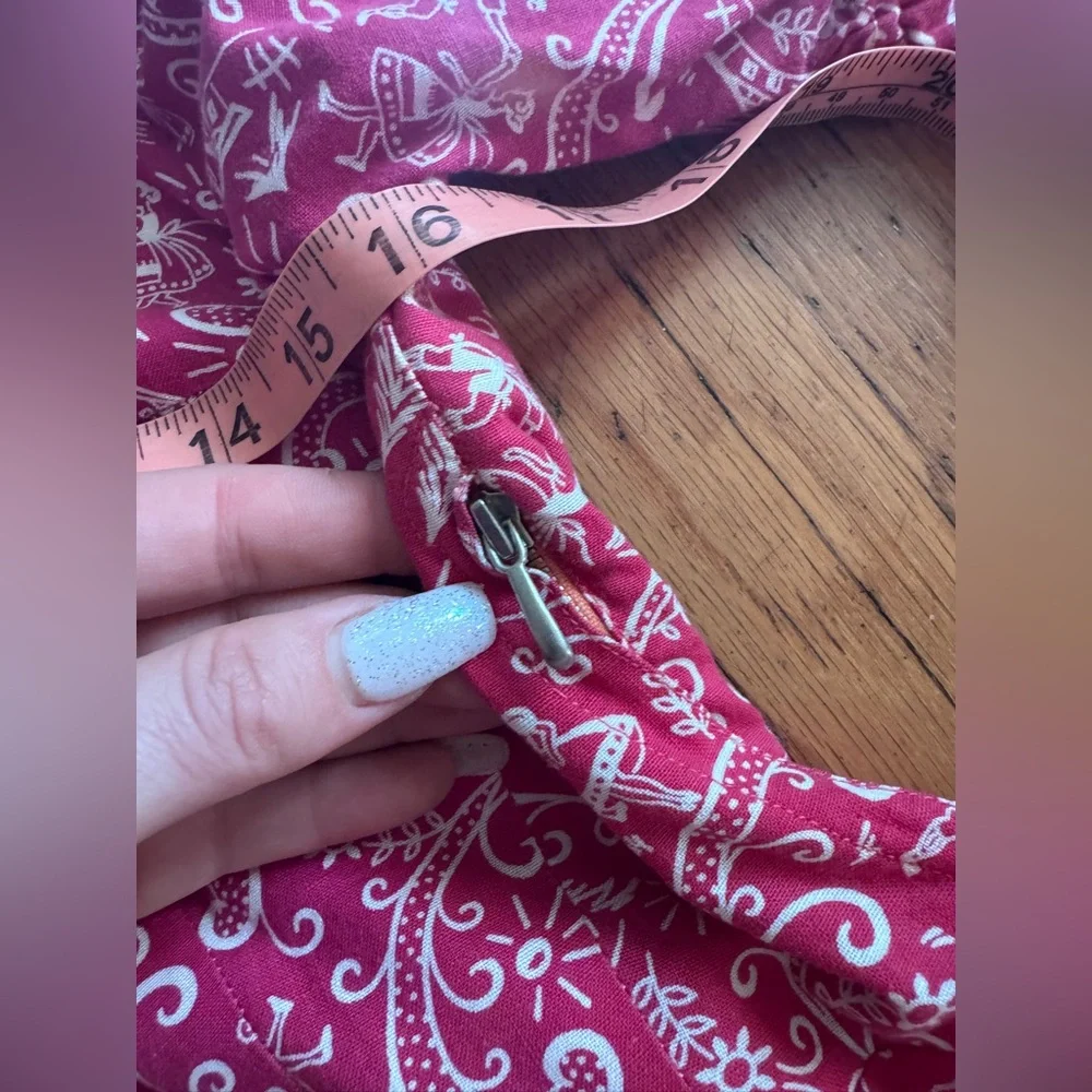 40s Inspired Red Novelty Print Paisley Dress Sz SM - Picture 9 of 12